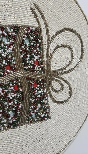 CYNTHIA ROWLEY 2 Beaded PLACEMATS Christmas Holiday PRESENT GIFT Red Green NWT - Picture 4 of 11