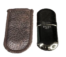 Vintage MARLBORO No. 6 BRASS Lighter with Leather Pouch Has Flint