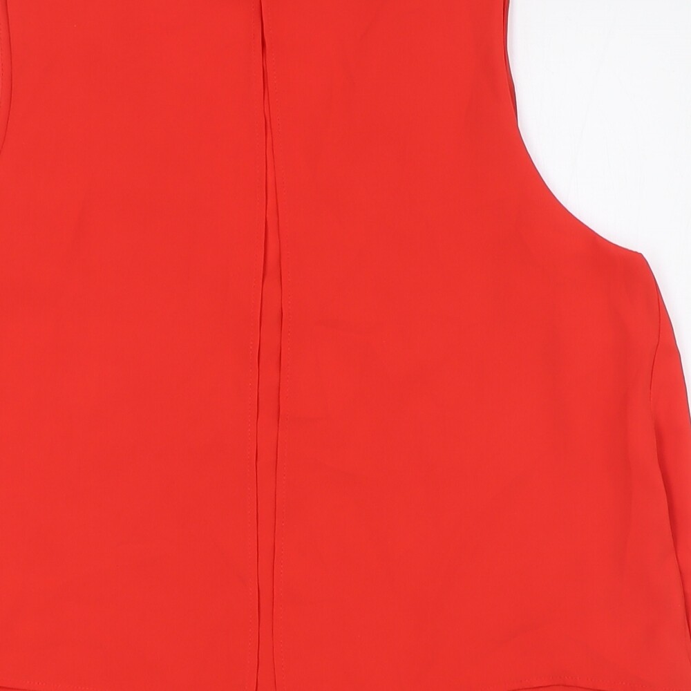 Mango Womens Orange Polyester Basic Button-Up Siz… - image 4