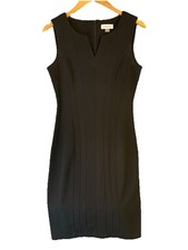 Calvin Klein Sleeveless V Neck Pleated Black Dress Women's Size 4