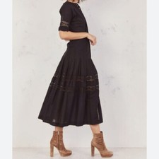 Love Shack Fancy Edie Dress Black Cotton Crochet Maxi Dress Size X-small 