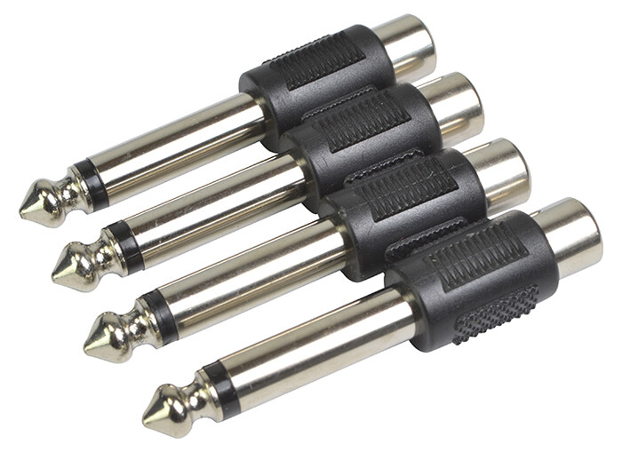 RCA to 6.35mm 1/4” Jack Adaptor Mono Pack of 4