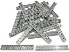 Lego 25 New Light Bluish Gray Plates 2 x 14 Stud Pieces