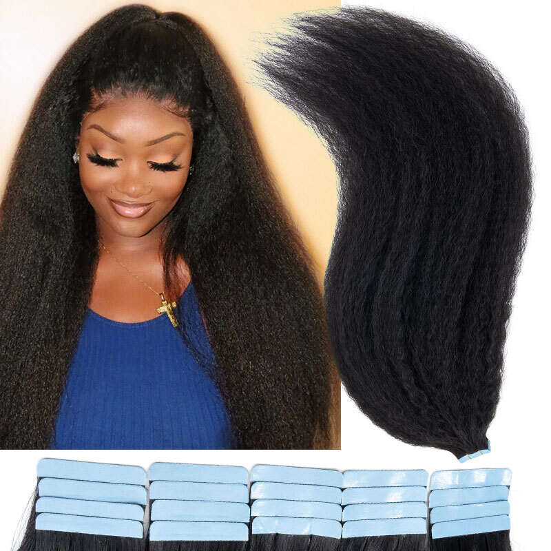 80pcs Brazilian Virgin 100 Human Hair Kinky Straight Tape In