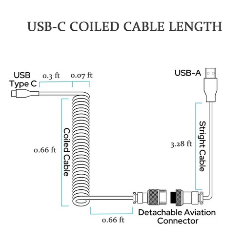 ATTACK SHARK C01 Ultra Custom Coiled USB C to A Cable for Mechanical Keyboard - Picture 11 of 31
