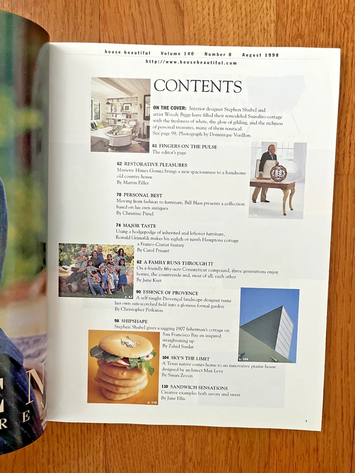 House Beautiful 1998 Lot of 2 Max Levy Vicente Wolf Stephen Shubel Bill Blass - Image 2 of 4