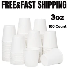 RACETOP 3 oz 100Pack Paper Coffee Cups for Bathroom, Disposable 3 oz, White