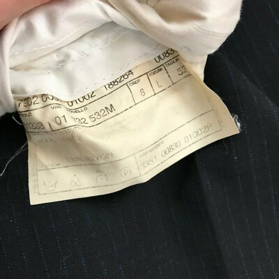 MARCO AZZALI Suit IT 52 Made In Italy Blue Wool Pinstripe