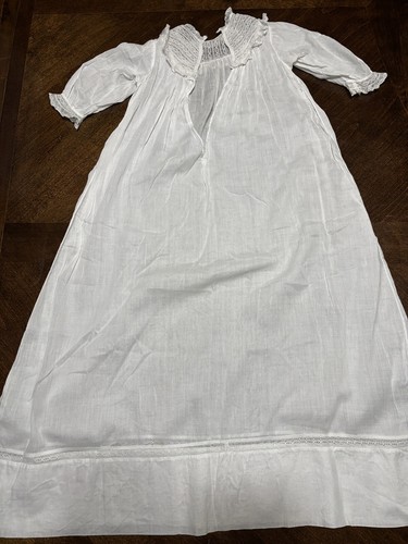 Long Antique White Cotton Gown for Antique Baby Doll 33" length ( 2-7-12 ) - Picture 8 of 12