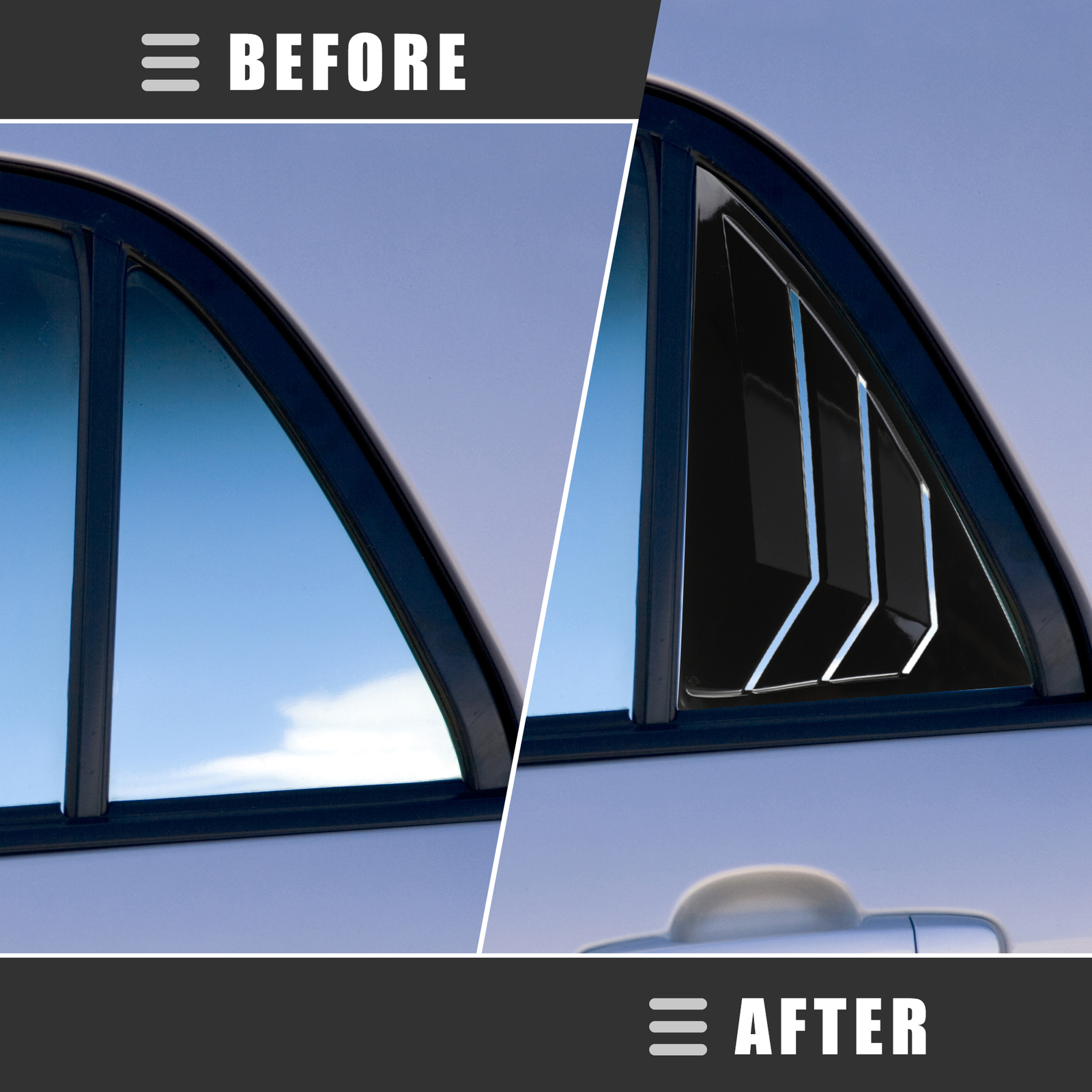 1 Set Rear Side Window Louvers Vent Cover for Nissan Sentra ABS Bright