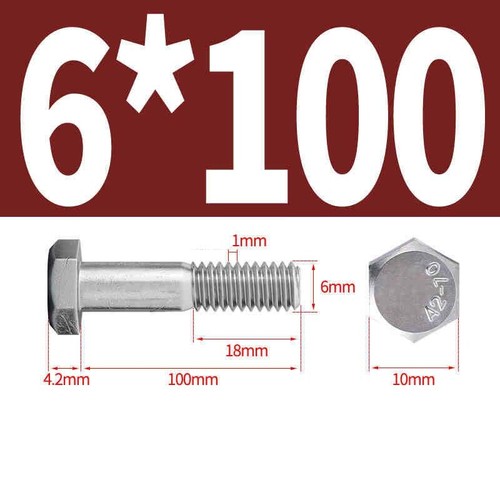 M6 M8 M10 M12 Part Threaded Hexagon Head Bolts Hex Screws A2-70 Stainless Steel - Picture 18 of 107