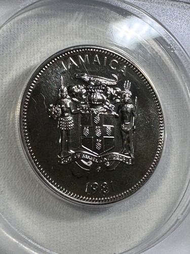 1981 Jamaica 20 Cents Coin Graded MS 67 by ANACS FAO Wide Legend - Picture 2 of 8