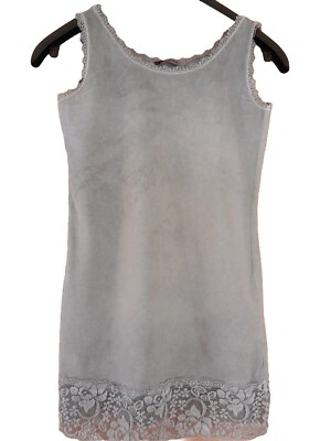 Baumwoll- Shirt /Top Spitze Grau  Gr. S  Neu,Ohne Etik, Leicht Lang Lindsay Moda