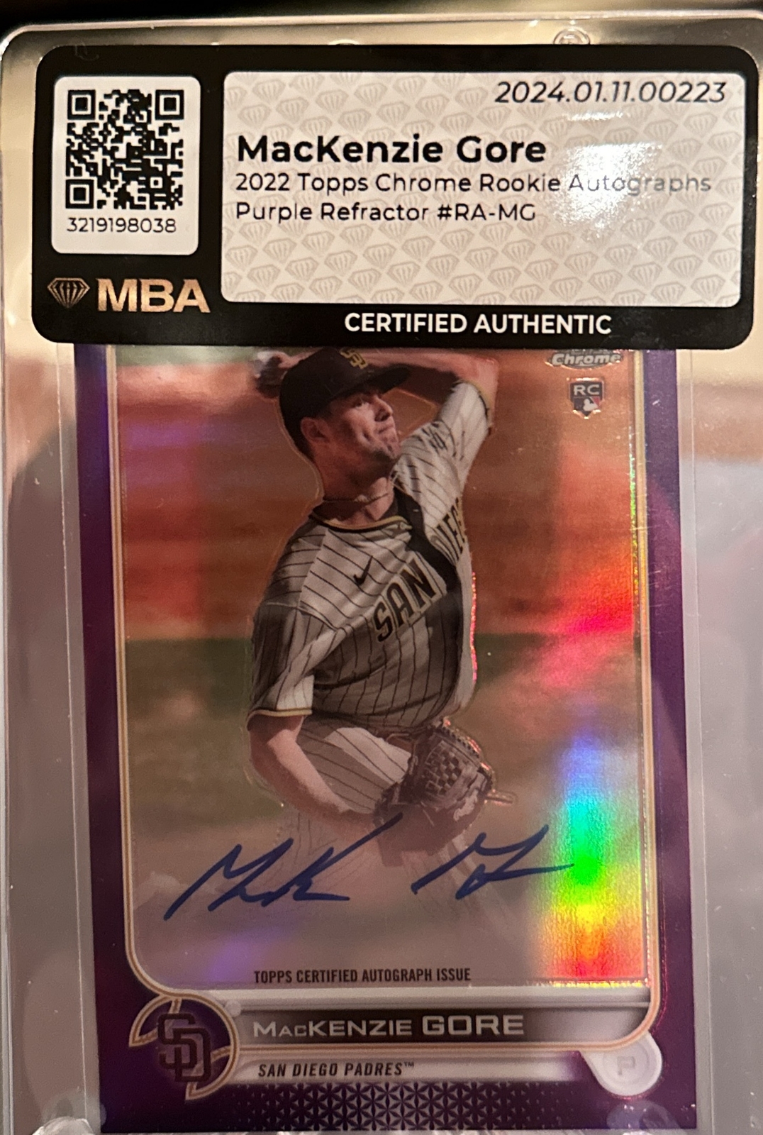 2022 Topps Chrome MacKenzie Gore Auto Purple Refractors /250 #RA-MG