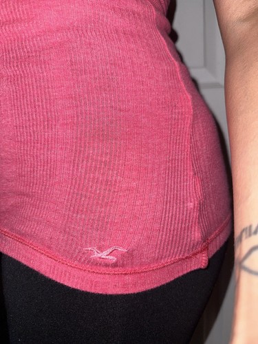 Vintage Hollister Tank Top Y2K Twilightcore Lace Trim Red Coquette Medium - Picture 3 of 4