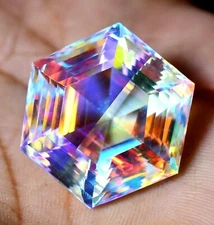 49.00 Ct Brazilian Mystic Topaz Multicolor Rainbow Hexagonal Cut Loose Gemstone
