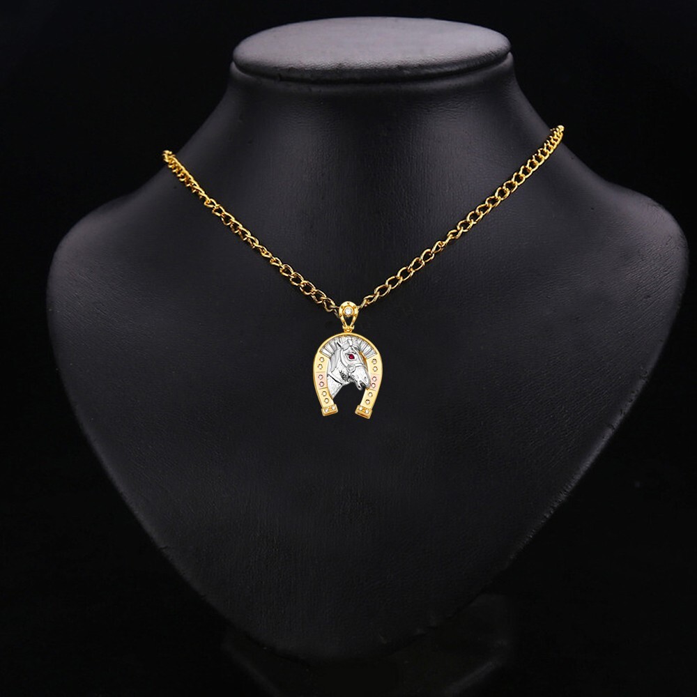 14K Tri Color Cubic Zirconia Horse Shoe Pendant | eBay