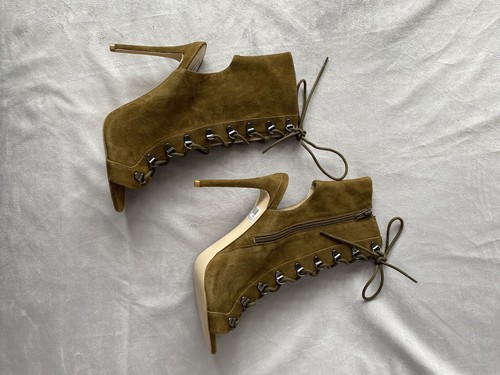 Steve Madden Brown Suede Peep Toe Stiletto Boots Size 8 - Picture 3 of 9