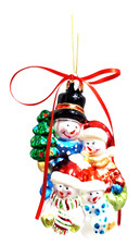 Vintage Snowman Ornament Snowman  Family, glass, very good condition
