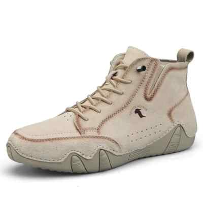Men Short Ankle Boot High Top Casual Leather Shoes Comfortable Walking Shoes