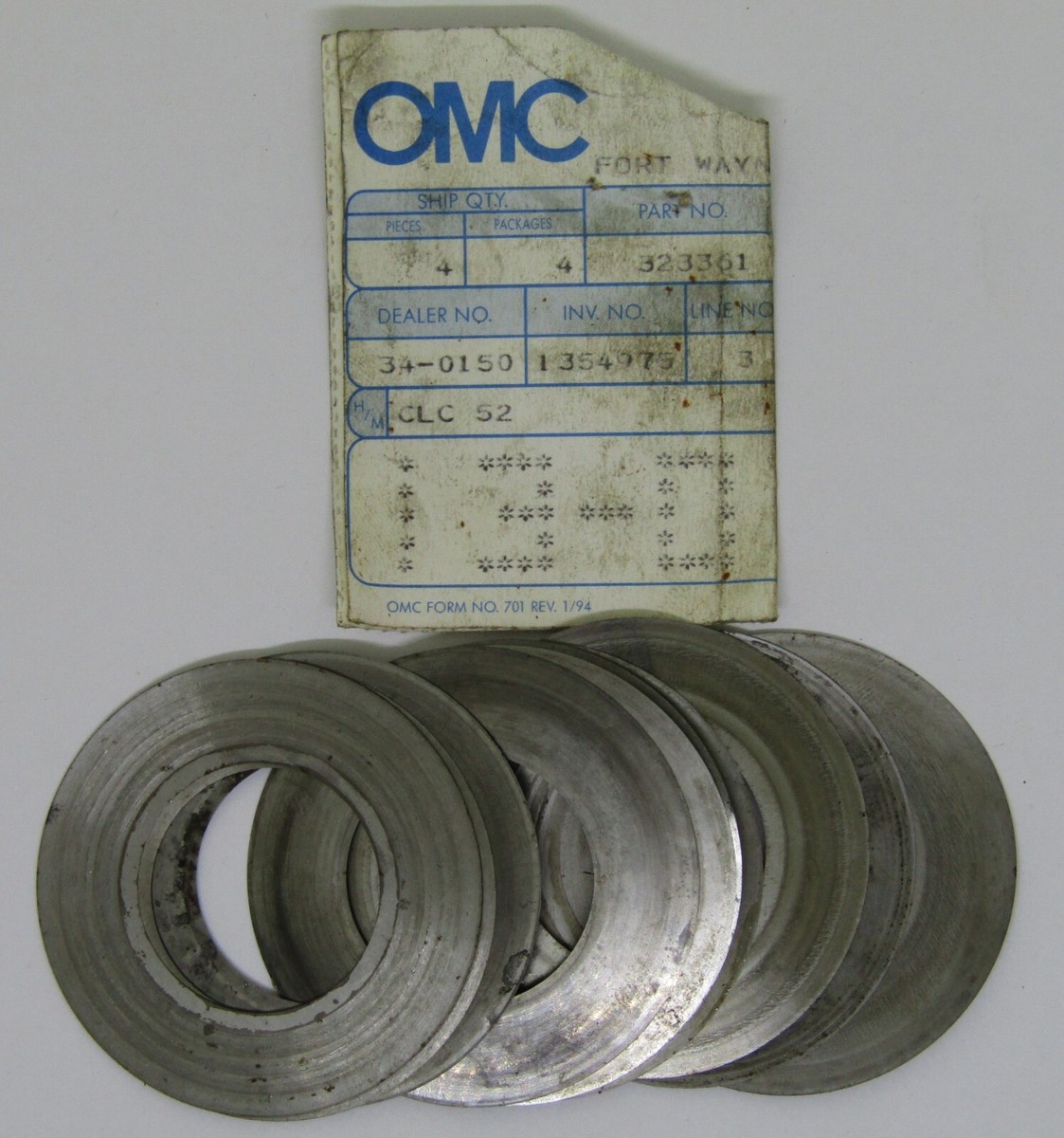 New OMC Outboard Marine Corp Boat OEM Shim Part No. 323361 Sold