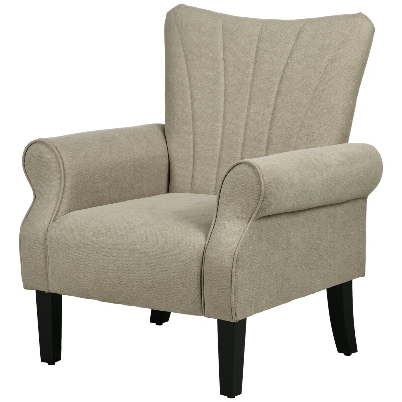Accent Chair Unit Lounger Wing High Back Rolled Armchair Seater Home
