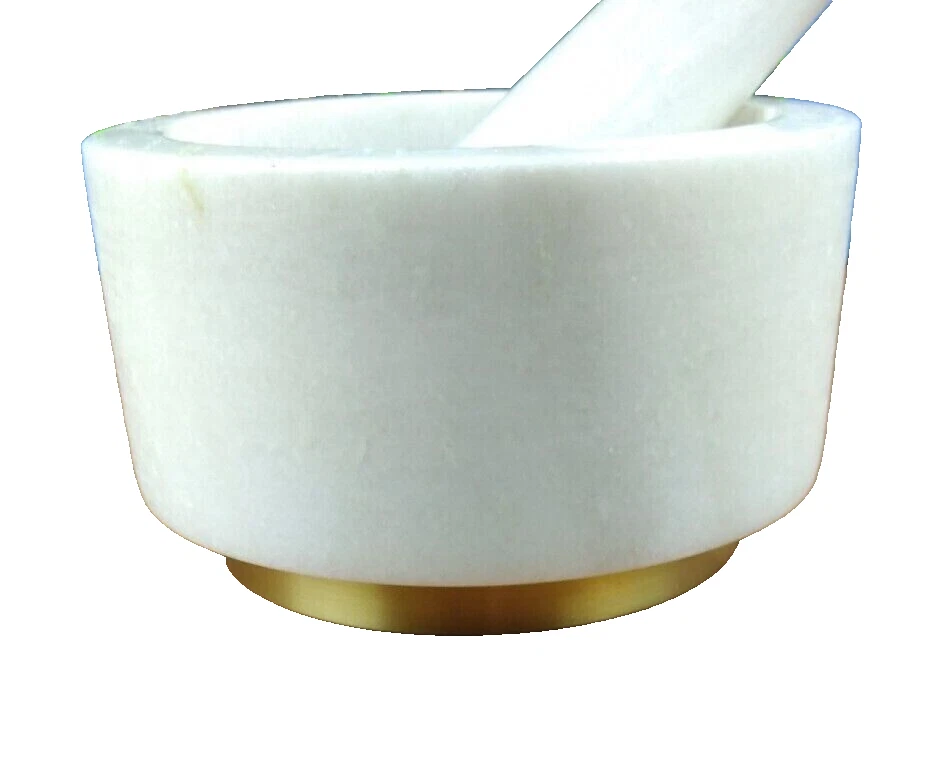 Mortar And Pestle Stone Marble Set Wood Pestal Natural Spice Herb Pill Grinder