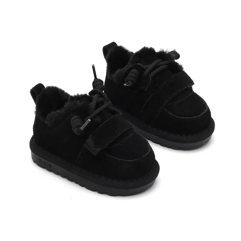 New Winter Baby Snow Boots Leather Warm Plush Boys Shoes Soft Sole Toddler - Image 4 of 4