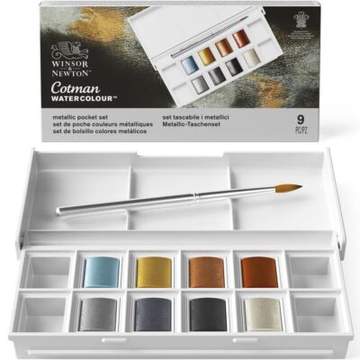 Winsor Newton Cotman Aquarell Metallic Farben Lack Taschenset