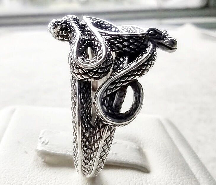 The Three-Headed Serpent Sterling Silver Snake Ring