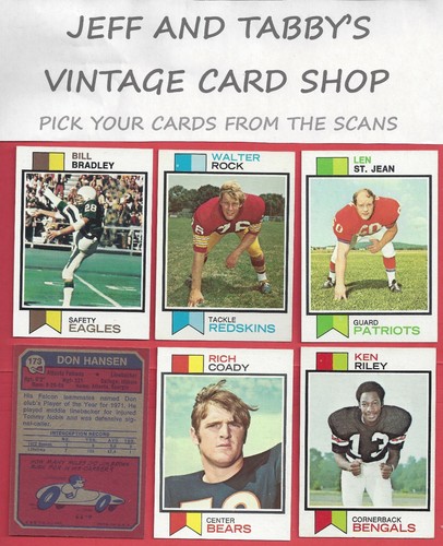 1973 TOPPS FOOTBALL #177 TO #352 / SEE DROP DOWN MENU FOR CARD YOU WILL RECEIVE.