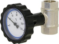 Gewinde-Kugelhahn mit Thermometer Blau DN32 1 1/4