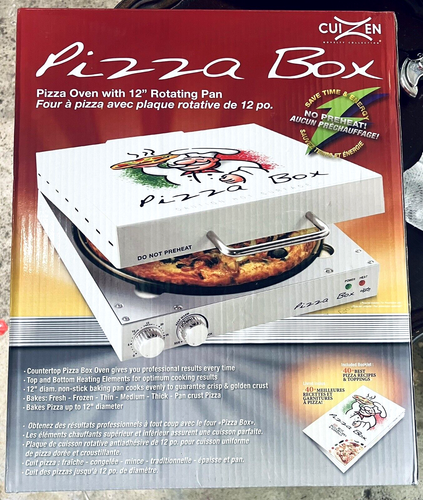 RARE CuiZen PIZ4012 Pizza Box Oven Medium White COOKING 12" ROTATING PAN