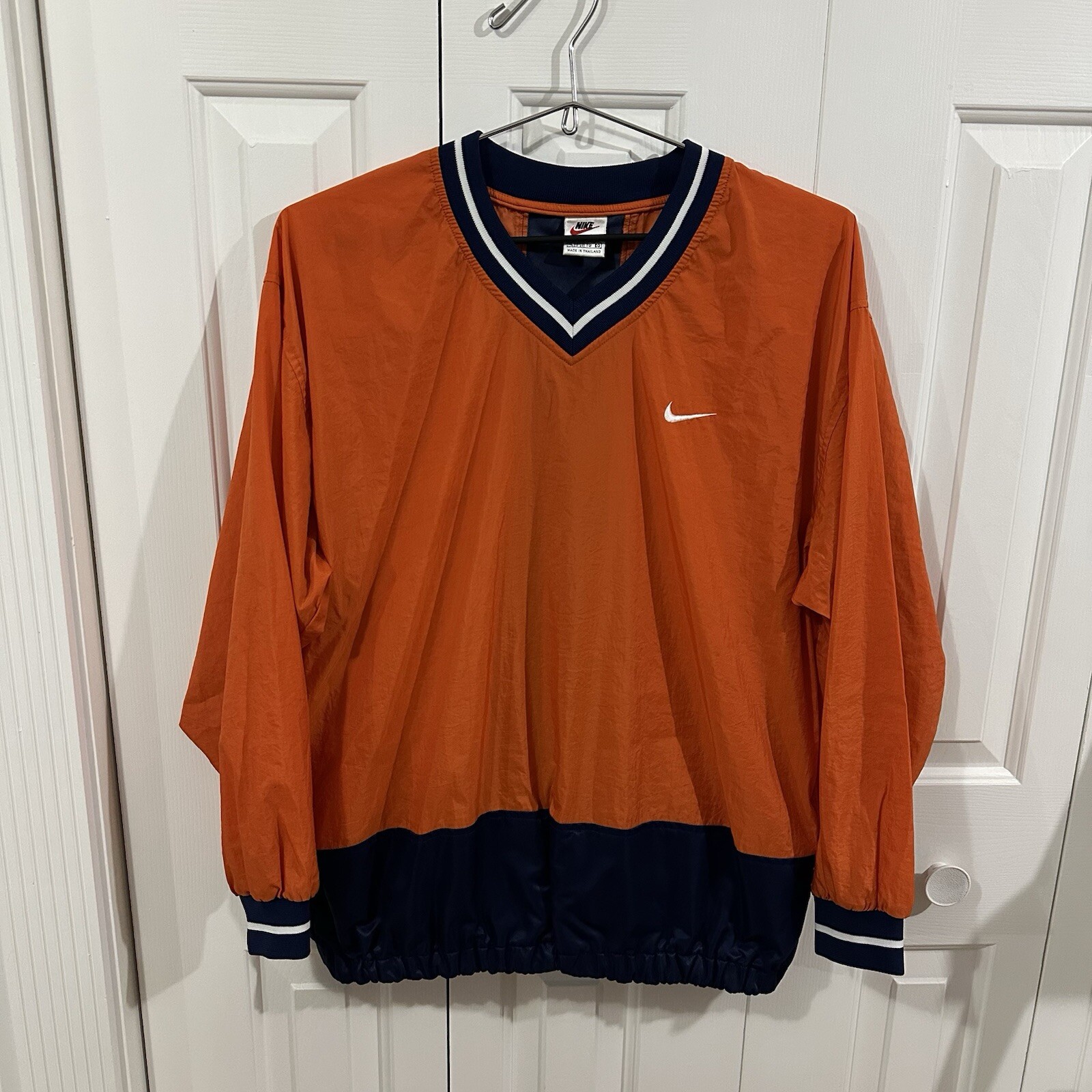SACAI X NIKE Giacca a vento vintage anni 90 Nike Swoosh scollo a V check uomo large XL