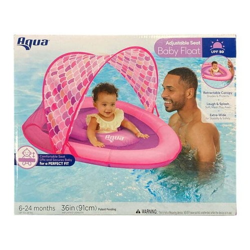 Aqua Adjustable Seat Retractable Canopy Splash and Play Baby Float - Picture 2 of 6
