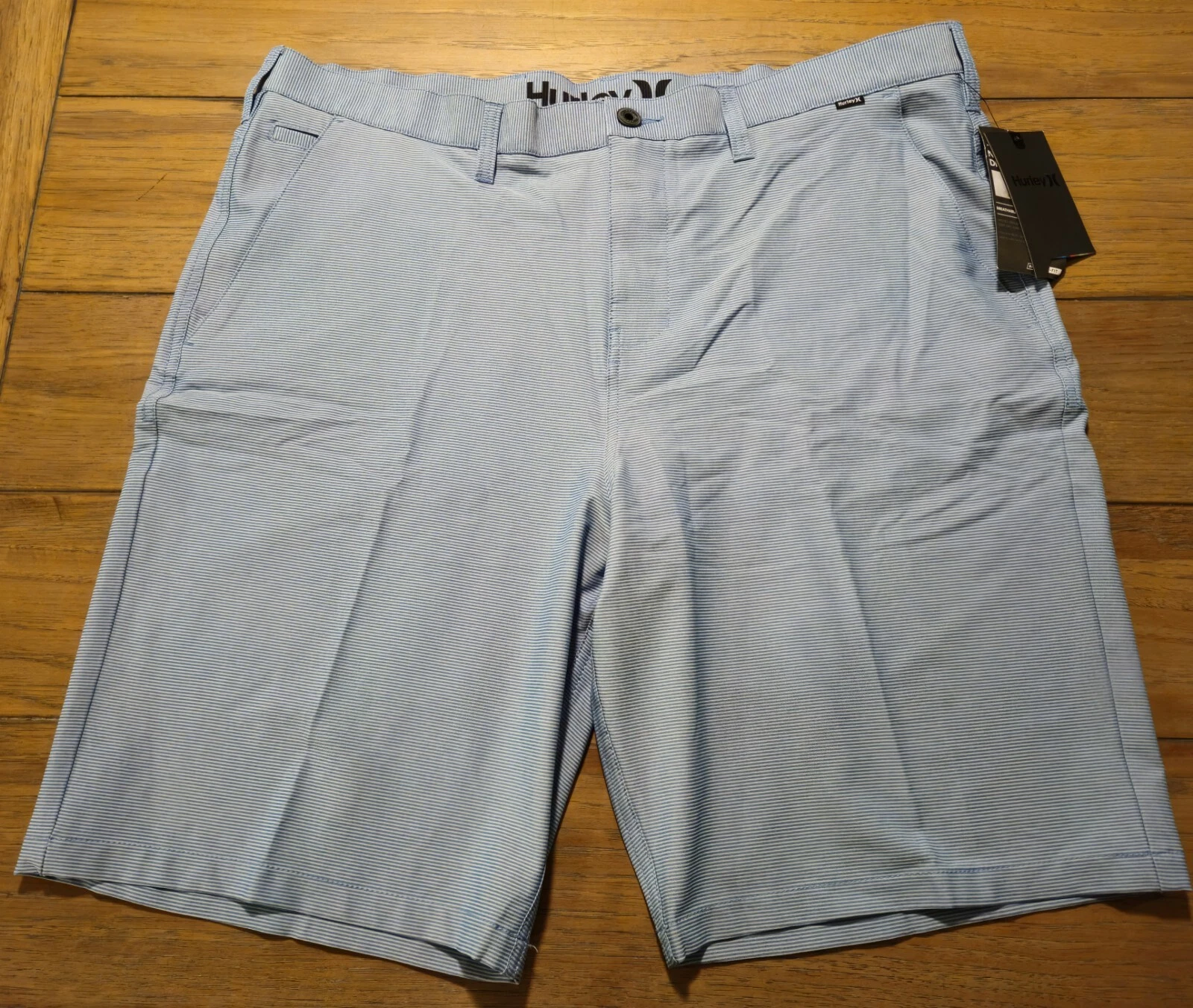 Hurley Liberty Mens 40 Baby Blue Check Chino Short Golf Quick Dry 9" MSRP $65