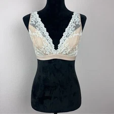 Wacoal Bra Womens 40 Bralette Lace Soft Cup Sexy Intimates Beige Cream
