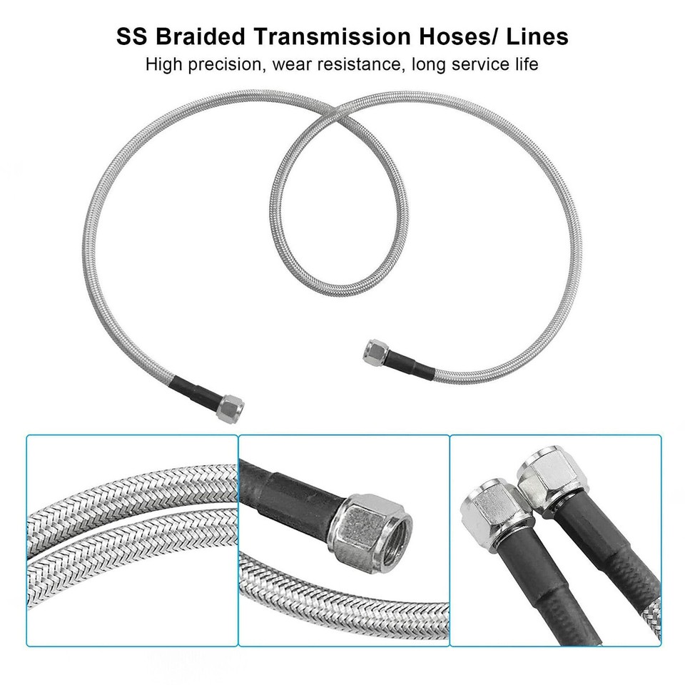 SS Braided Automatic Transmission Cooler Hose lines Fittings GM 4L60E