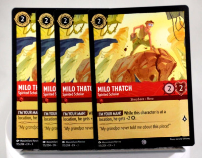Disney Lorcana TCG Into the Inklands Milo Thatch Spirited Scholar 115/204 (C) x4