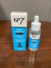 No7 Hydra Luminous + Hydrating 2% Hyaluronic Acid Serum 30ml/1fl.oz. New