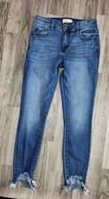 Cello Juniors Size 1 Fringe Hem Whiskered Denim Blue Jeans