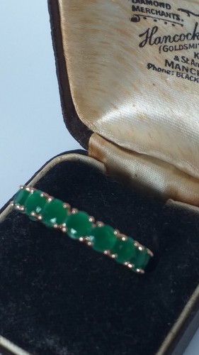 Vintage 1990er 14 Kt Walzgold Smaragd Ring Größe UK R US 8 1/2 - gepunzt! - Bild 4 von 10
