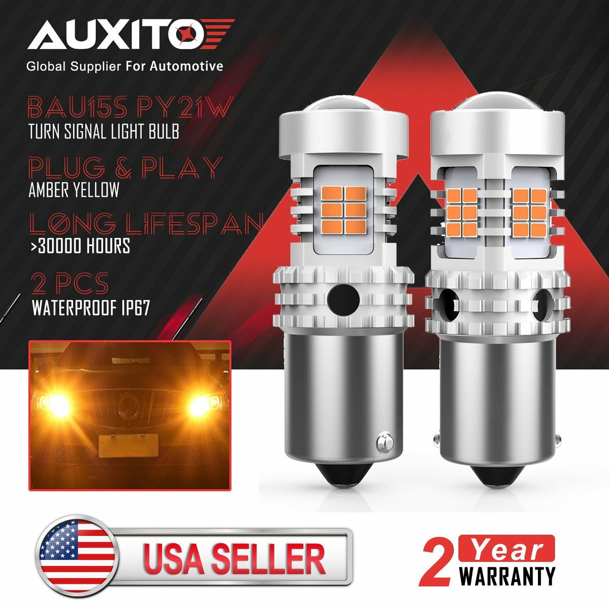 Replacement Upgraded 581 (BAU15S PY21W) 45W Amber LED Canbus Indicator Bulbs (Pair) - Xenons Online