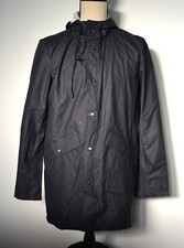 Zara Man Navy Rain Coat Popper Closure Hooded Waterproof Jacket - XL *NEW*