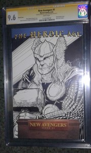 new avengers 1 cgc 9 6 ss original thor sketch cover cgc elvin