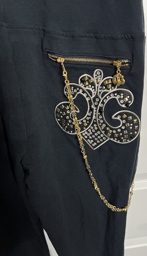 Vintage House of Dereon by Beyonce Y2K Black Hooded Chained Jumpsuit Size Large - Picture 7 of 10
