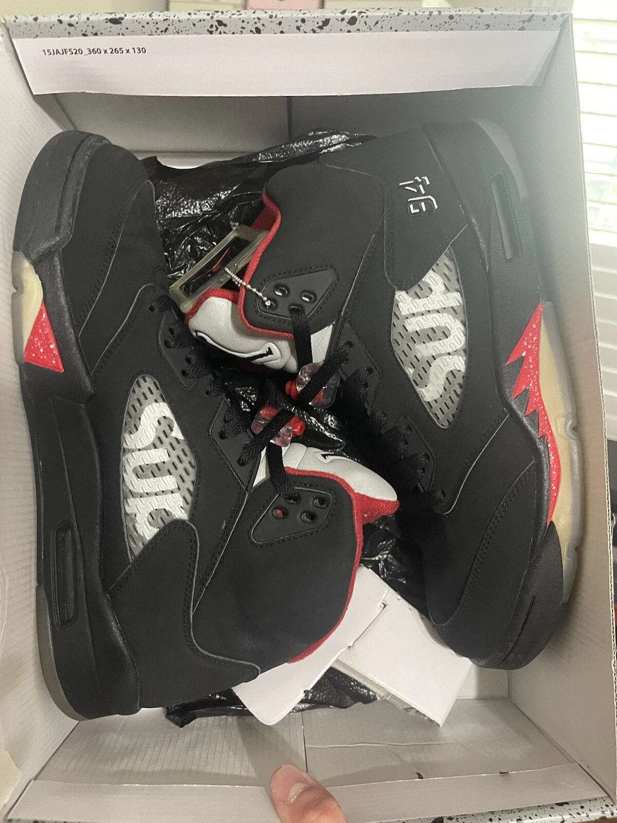 Taille 11   Supreme x Air Jordan 5 Retro Noir TRÈS PROPRE OG ALL