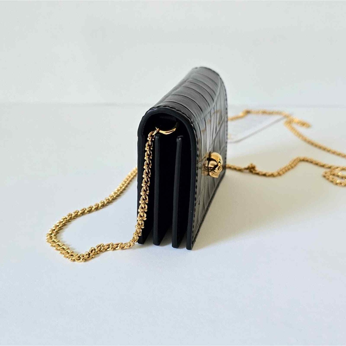 Alexander McQueen Croc-Embossed Leather Card Holder On Chain