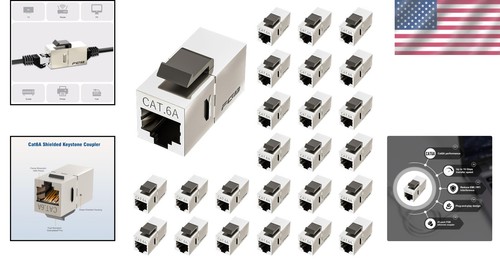 25 Pack Cat6a Shielded RJ45 Keystone Couplers - 10Gbps Ethernet Performance - Afbeelding 2 van 9