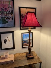 Vintage Classical Table Lamp With Red Shade – Regency / Traditional Style